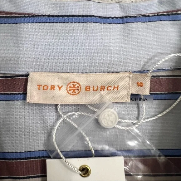 NWT Tory Burch TB Striped Cotton Casual Top size 10 - Picture 9 of 14